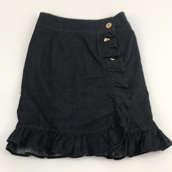 ANTHROPOLOGIE LEIFSDOTTIR Denim Ruffled Skirt sz 2 - Picture 2 of 7